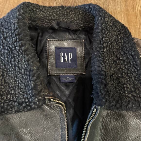 VTG GAP Jacket Mens Medium Leather Quilted Lined Trucker Western Barn Coat Y2K - Picture 7 of 8